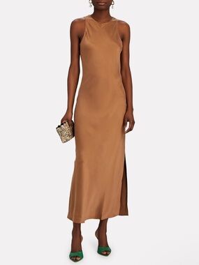 NWT frame 100% silk racerback maxi tank dress in brown